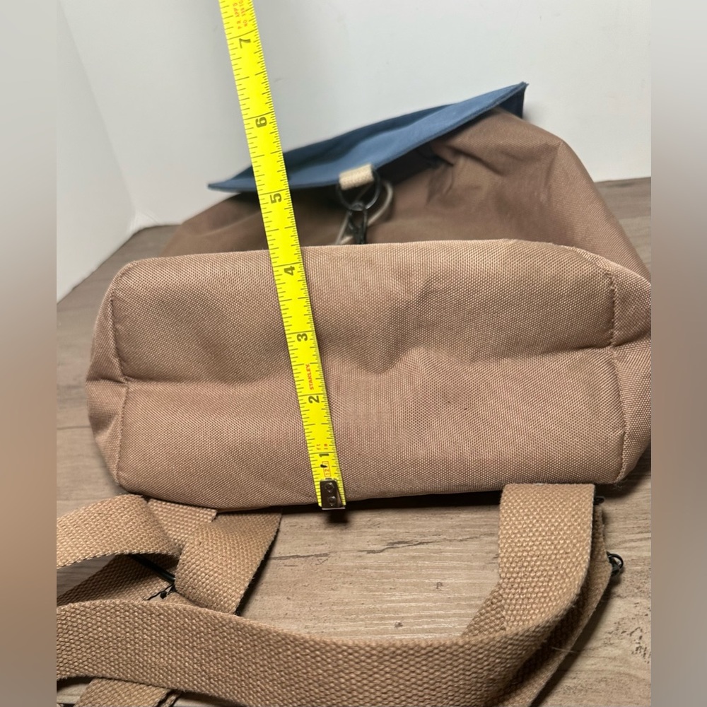 Lefrik Mini Backpack Navy &‎ Brown Drawstring Cord. - Picture 9 of 11